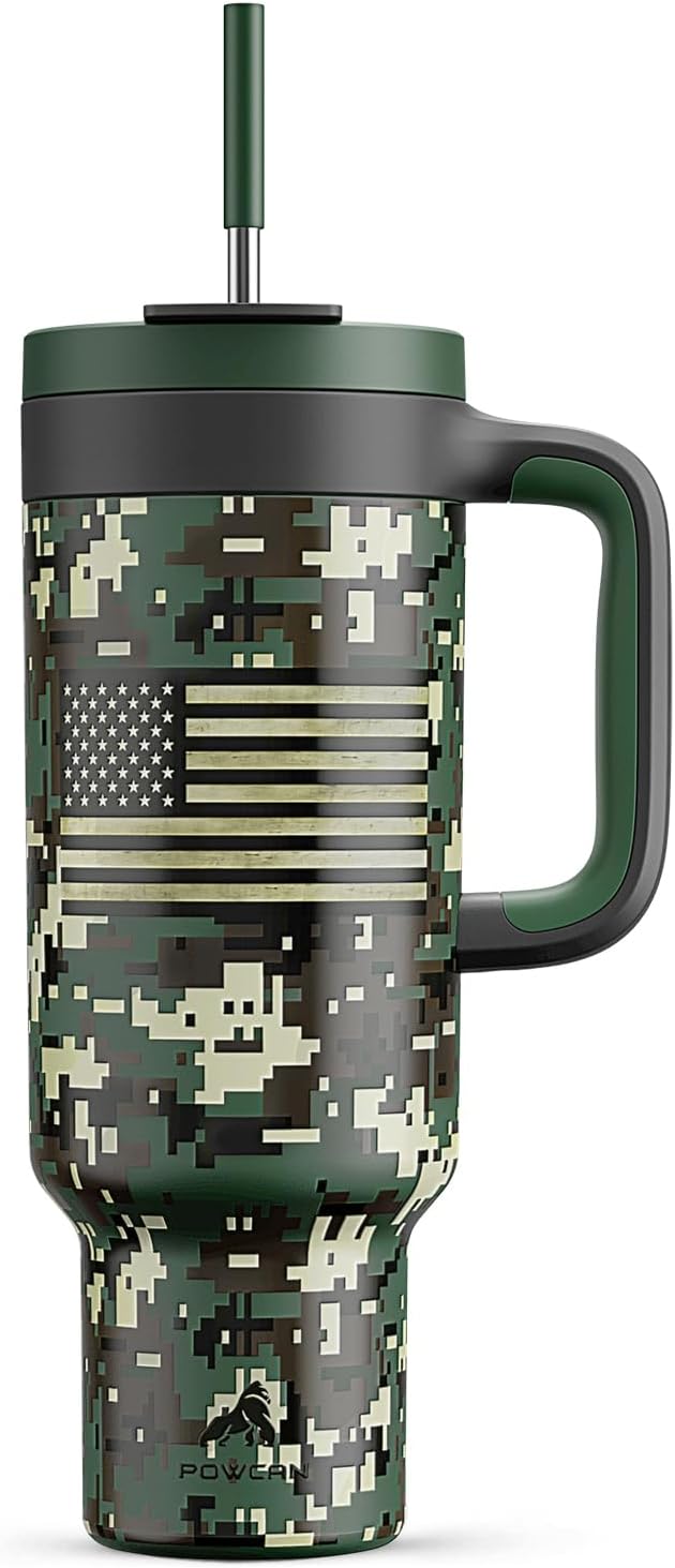 40 oz Tumbler with Handle, 2-in-1 Straw and Sip Lid, Leakproof, Dishwasher Safe, Insulated Stainless Steel Travel Coffee Mug, Keeps Cold for 34 Hours, Fits in Car Cup Holder (Deepsea)