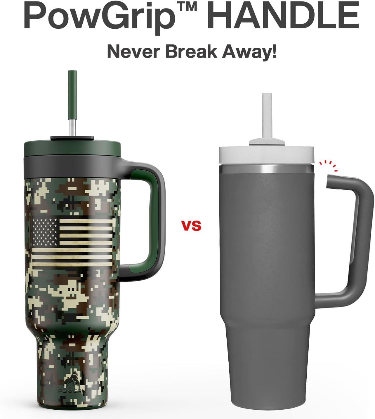 40 oz Tumbler with Handle, 2-in-1 Straw and Sip Lid, Leakproof, Dishwasher Safe, Insulated Stainless Steel Travel Coffee Mug, Keeps Cold for 34 Hours, Fits in Car Cup Holder (Deepsea)