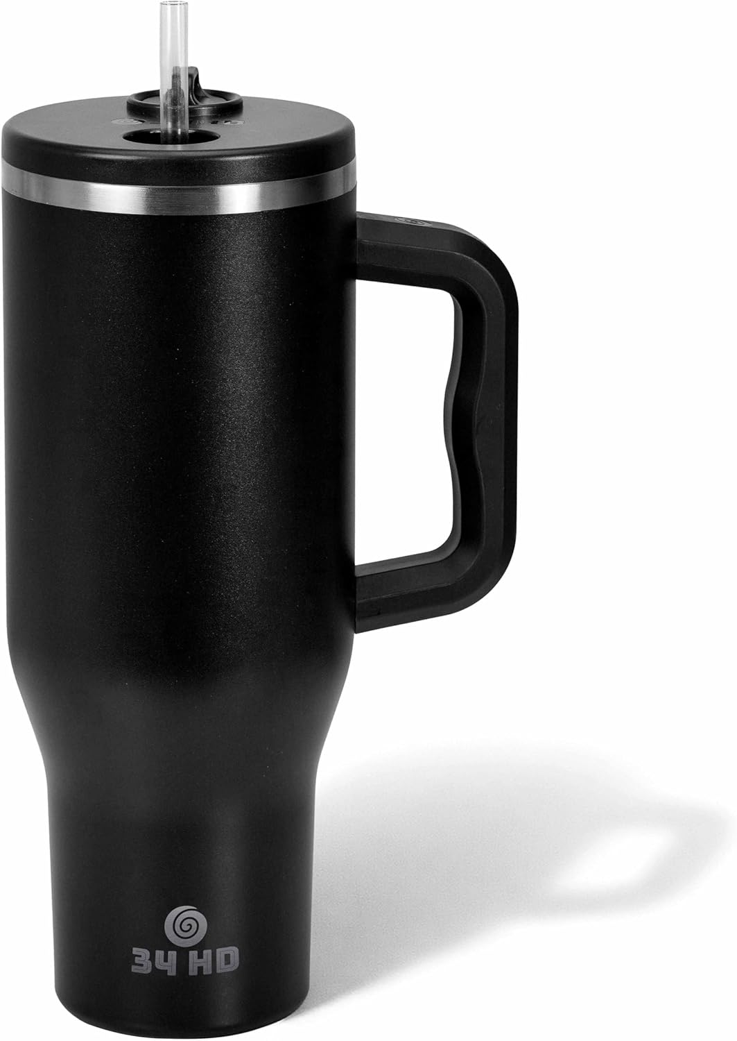 White 40oz Insulated Tumbler with Handle and Reusable Hidden Straw | Triple-wall Vacuum Insulated Stainless Steel for 48-Hour Iced, Leakproof Lid, Fits Most Car Cup Holders