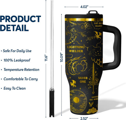 White 40oz Insulated Tumbler with Handle and Reusable Hidden Straw | Triple-wall Vacuum Insulated Stainless Steel for 48-Hour Iced, Leakproof Lid, Fits Most Car Cup Holders
