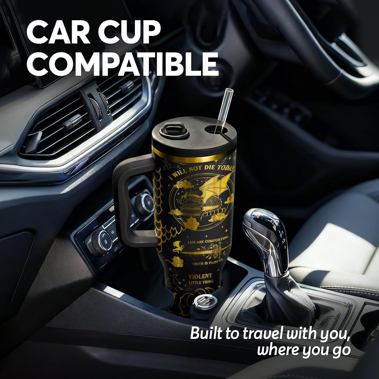 White 40oz Insulated Tumbler with Handle and Reusable Hidden Straw | Triple-wall Vacuum Insulated Stainless Steel for 48-Hour Iced, Leakproof Lid, Fits Most Car Cup Holders