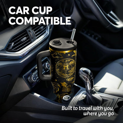 White 40oz Insulated Tumbler with Handle and Reusable Hidden Straw | Triple-wall Vacuum Insulated Stainless Steel for 48-Hour Iced, Leakproof Lid, Fits Most Car Cup Holders