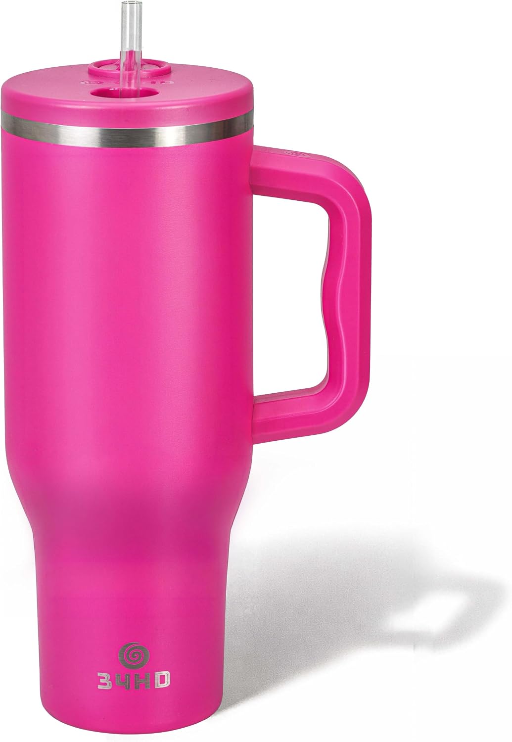 White 40oz Insulated Tumbler with Handle and Reusable Hidden Straw | Triple-wall Vacuum Insulated Stainless Steel for 48-Hour Iced, Leakproof Lid, Fits Most Car Cup Holders