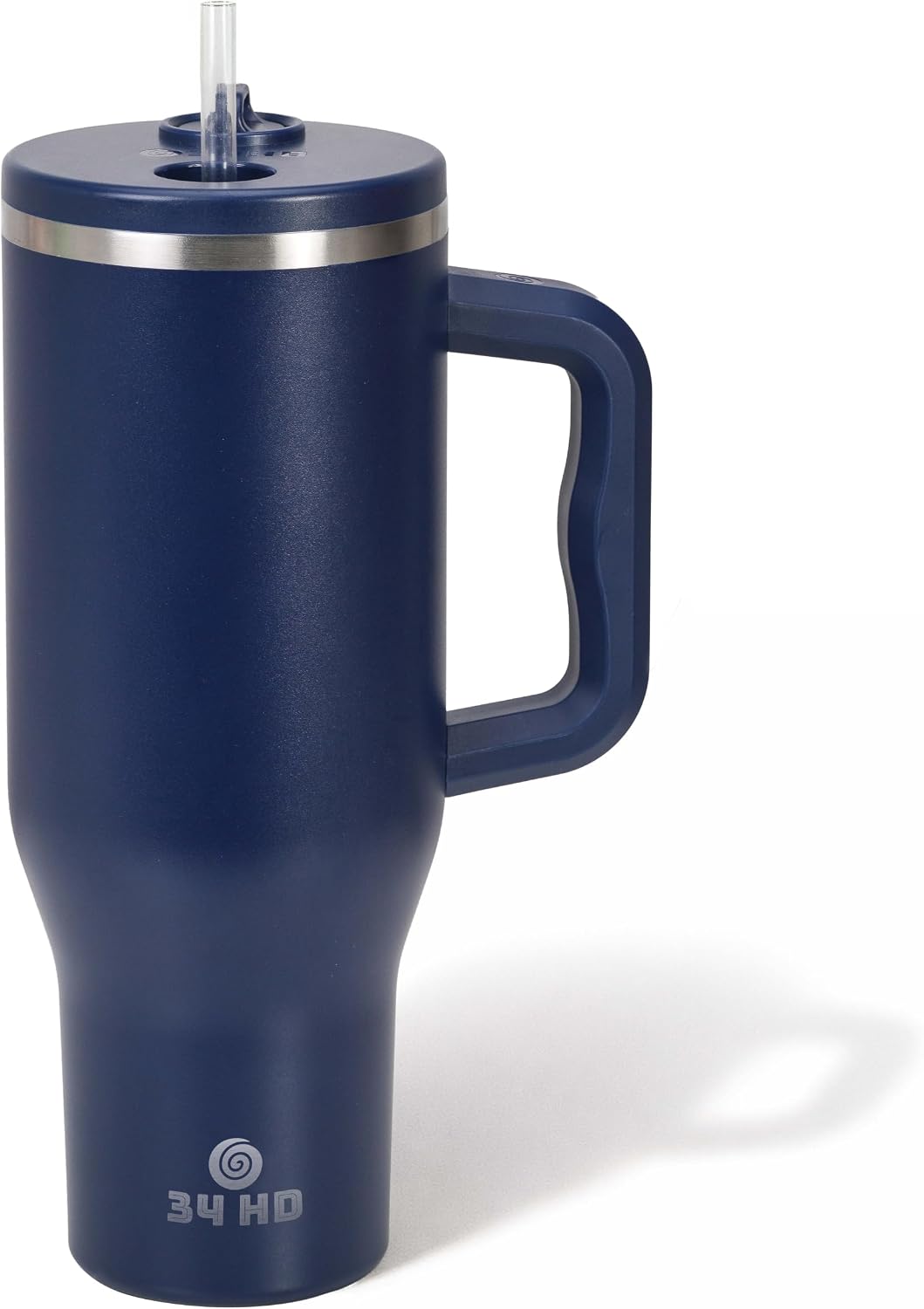 White 40oz Insulated Tumbler with Handle and Reusable Hidden Straw | Triple-wall Vacuum Insulated Stainless Steel for 48-Hour Iced, Leakproof Lid, Fits Most Car Cup Holders