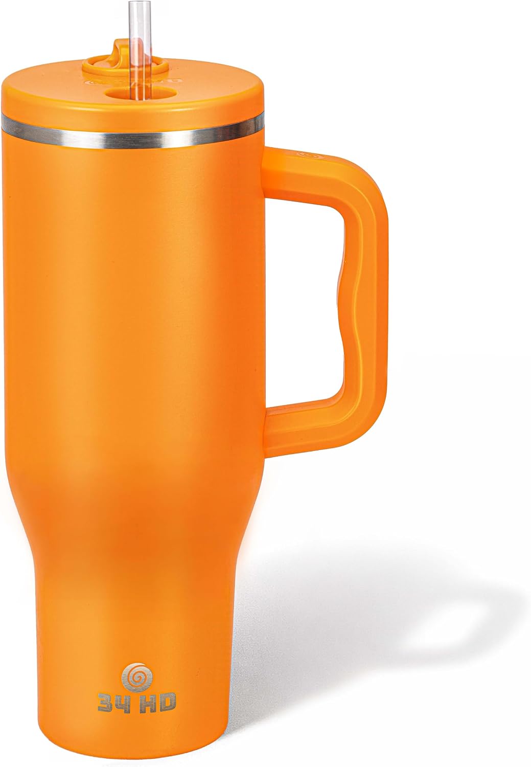 White 40oz Insulated Tumbler with Handle and Reusable Hidden Straw | Triple-wall Vacuum Insulated Stainless Steel for 48-Hour Iced, Leakproof Lid, Fits Most Car Cup Holders