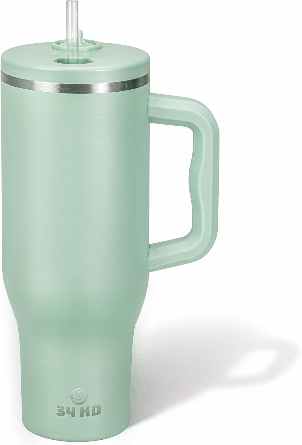 White 40oz Insulated Tumbler with Handle and Reusable Hidden Straw | Triple-wall Vacuum Insulated Stainless Steel for 48-Hour Iced, Leakproof Lid, Fits Most Car Cup Holders