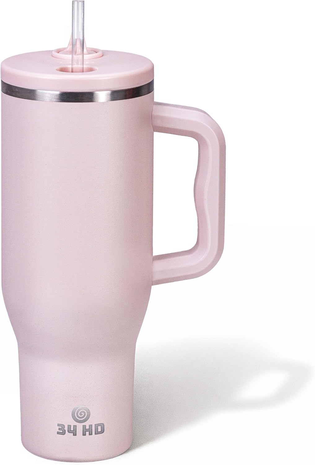 White 40oz Insulated Tumbler with Handle and Reusable Hidden Straw | Triple-wall Vacuum Insulated Stainless Steel for 48-Hour Iced, Leakproof Lid, Fits Most Car Cup Holders
