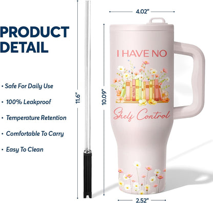 White 40oz Insulated Tumbler with Handle and Reusable Hidden Straw | Triple-wall Vacuum Insulated Stainless Steel for 48-Hour Iced, Leakproof Lid, Fits Most Car Cup Holders