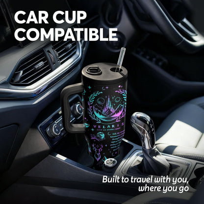 White 40oz Insulated Tumbler with Handle and Reusable Hidden Straw | Triple-wall Vacuum Insulated Stainless Steel for 48-Hour Iced, Leakproof Lid, Fits Most Car Cup Holders