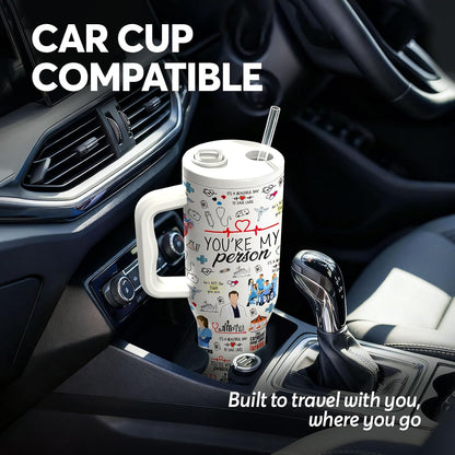 White 40oz Insulated Tumbler with Handle and Reusable Hidden Straw | Triple-wall Vacuum Insulated Stainless Steel for 48-Hour Iced, Leakproof Lid, Fits Most Car Cup Holders