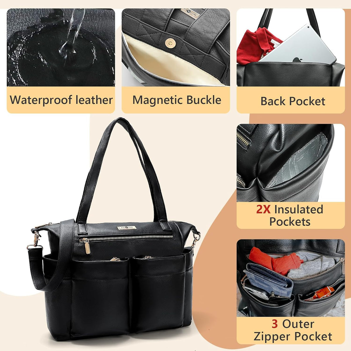 Diaper Bag Tote Leather Diaper Bag Backpack Pañaleras Para Bebe