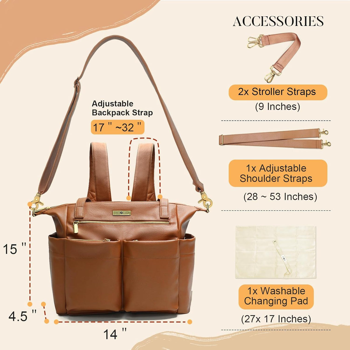 Diaper Bag Tote Leather Diaper Bag Backpack Pañaleras Para Bebe