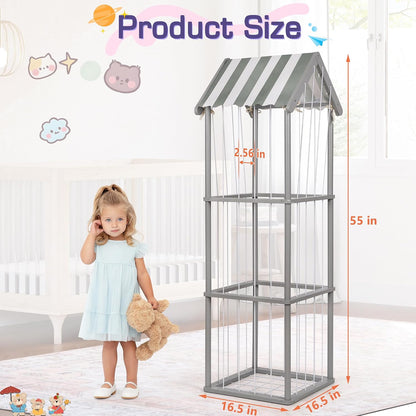 Wooden Stuffed Animal Storage Zoo 3-Tier, Anti-Tip Plush Toy Organizer