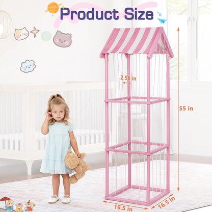 Wooden Stuffed Animal Storage Zoo 3-Tier, Anti-Tip Plush Toy Organizer