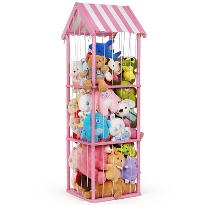 Wooden Stuffed Animal Storage Zoo 3-Tier, Anti-Tip Plush Toy Organizer