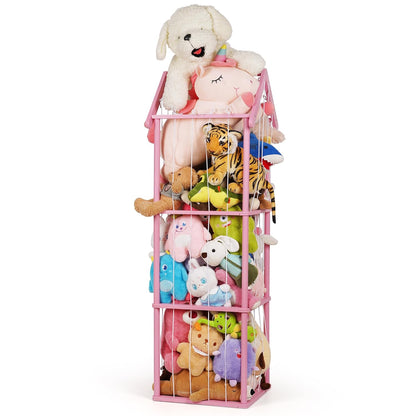 Wooden Stuffed Animal Storage Zoo 3-Tier, Anti-Tip Plush Toy Organizer