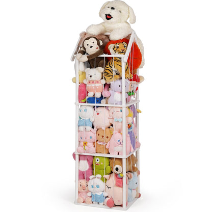 Wooden Stuffed Animal Storage Zoo 3-Tier, Anti-Tip Plush Toy Organizer