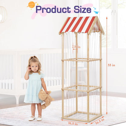 Wooden Stuffed Animal Storage Zoo 3-Tier, Anti-Tip Plush Toy Organizer