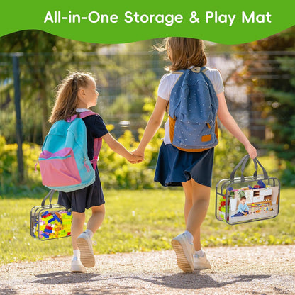 Toy Zippered Blocks Set Storage Bags for boy girls - 4PC Large PVC Storage Organizer Bags with Mesh Side Pockets for Puzzle, Clay, Book, Small Models and Mini Plush Toys. XL: 10.4" x3 "x13.3