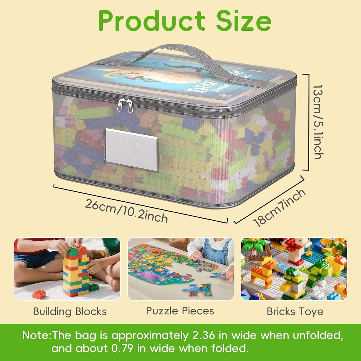 Toy Zippered Blocks Set Storage Bags for boy girls - 4PC Large PVC Storage Organizer Bags with Mesh Side Pockets for Puzzle, Clay, Book, Small Models and Mini Plush Toys. XL: 10.4" x3 "x13.3