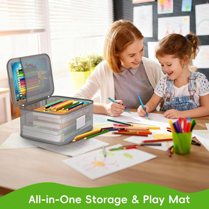 Toy Zippered Blocks Set Storage Bags for boy girls - 4PC Large PVC Storage Organizer Bags with Mesh Side Pockets for Puzzle, Clay, Book, Small Models and Mini Plush Toys. XL: 10.4" x3 "x13.3