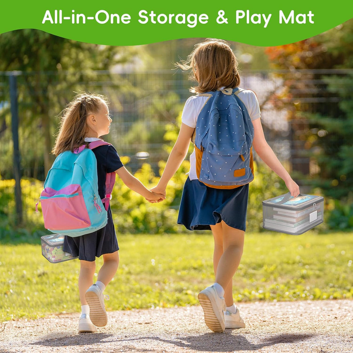 Toy Zippered Blocks Set Storage Bags for boy girls - 4PC Large PVC Storage Organizer Bags with Mesh Side Pockets for Puzzle, Clay, Book, Small Models and Mini Plush Toys. XL: 10.4" x3 "x13.3