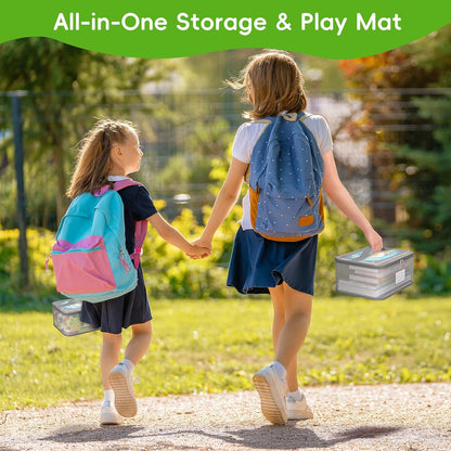 Toy Zippered Blocks Set Storage Bags for boy girls - 4PC Large PVC Storage Organizer Bags with Mesh Side Pockets for Puzzle, Clay, Book, Small Models and Mini Plush Toys. XL: 10.4" x3 "x13.3
