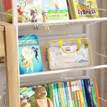 Toy Zippered Blocks Set Storage Bags for boy girls - 4PC Large PVC Storage Organizer Bags with Mesh Side Pockets for Puzzle, Clay, Book, Small Models and Mini Plush Toys. XL: 10.4" x3 "x13.3