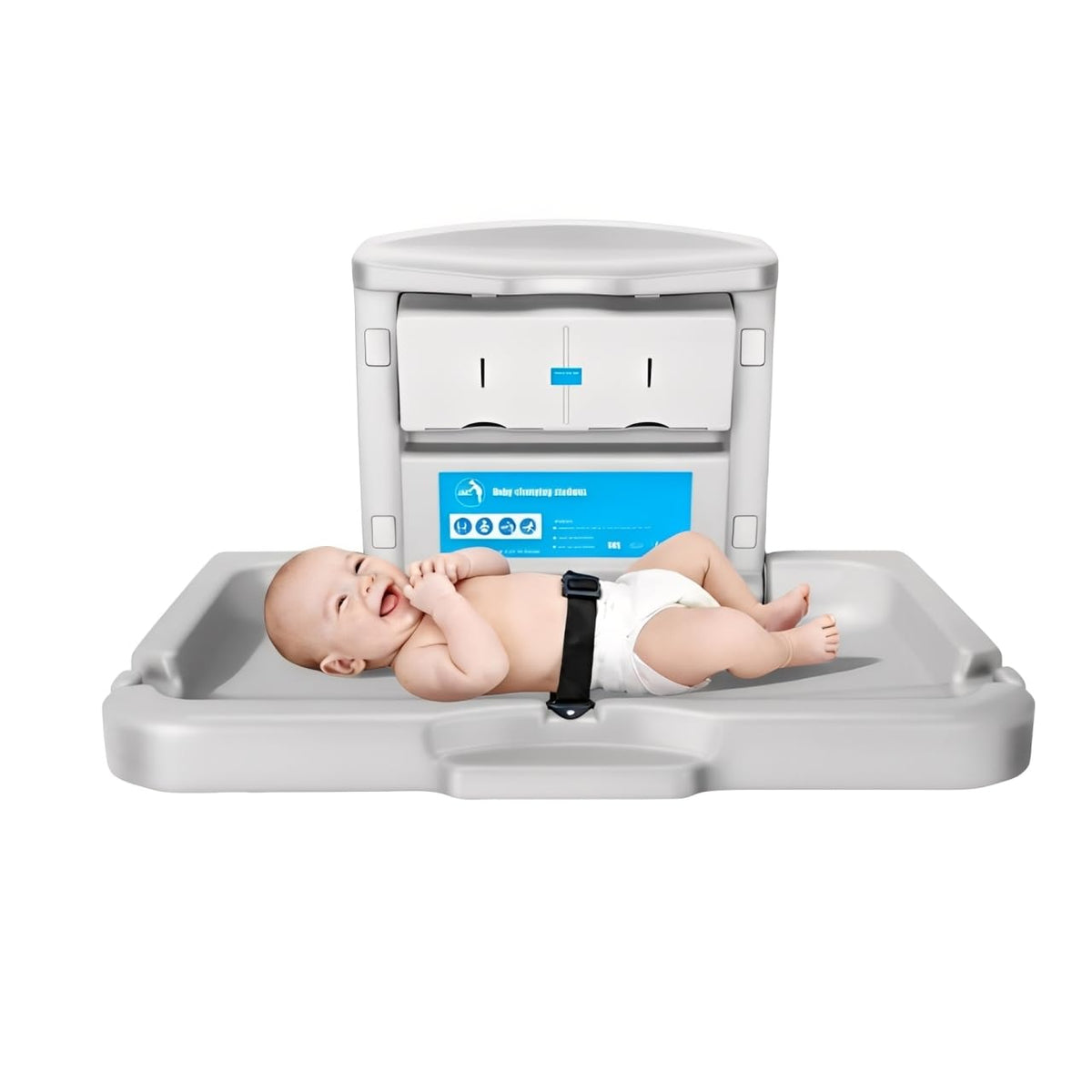Commercial Baby Changing Station, Wall Mount with Safety Strap