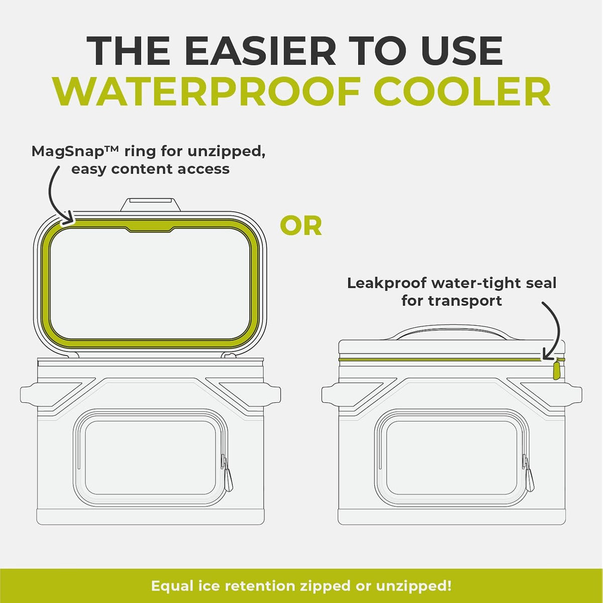 Magnetic Leak Proof Soft Cooler with Waterproof Zipper | Insulated Bag Portable Ice Chest Box | Best Soft Cooler for Food & Beverages for Tailgating, Car Camping, Travel, and Family Beach Picnics