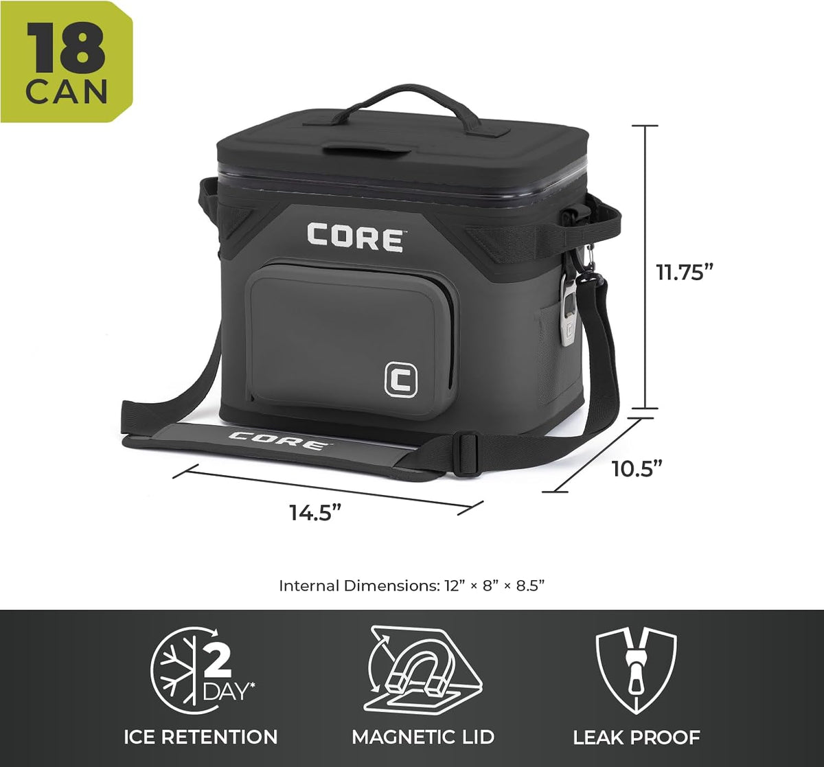Magnetic Leak Proof Soft Cooler with Waterproof Zipper | Insulated Bag Portable Ice Chest Box | Best Soft Cooler for Food & Beverages for Tailgating, Car Camping, Travel, and Family Beach Picnics