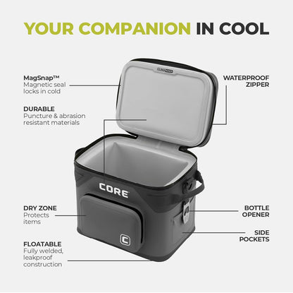 Magnetic Leak Proof Soft Cooler with Waterproof Zipper | Insulated Bag Portable Ice Chest Box | Best Soft Cooler for Food & Beverages for Tailgating, Car Camping, Travel, and Family Beach Picnics