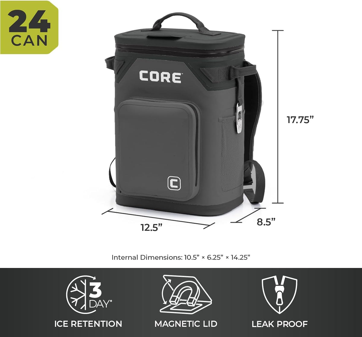 Magnetic Leak Proof Soft Cooler with Waterproof Zipper | Insulated Bag Portable Ice Chest Box | Best Soft Cooler for Food & Beverages for Tailgating, Car Camping, Travel, and Family Beach Picnics