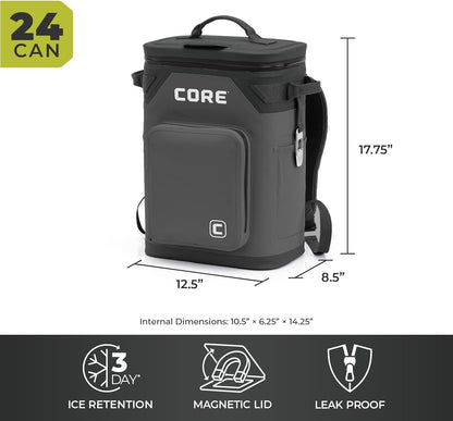 Magnetic Leak Proof Soft Cooler with Waterproof Zipper | Insulated Bag Portable Ice Chest Box | Best Soft Cooler for Food & Beverages for Tailgating, Car Camping, Travel, and Family Beach Picnics