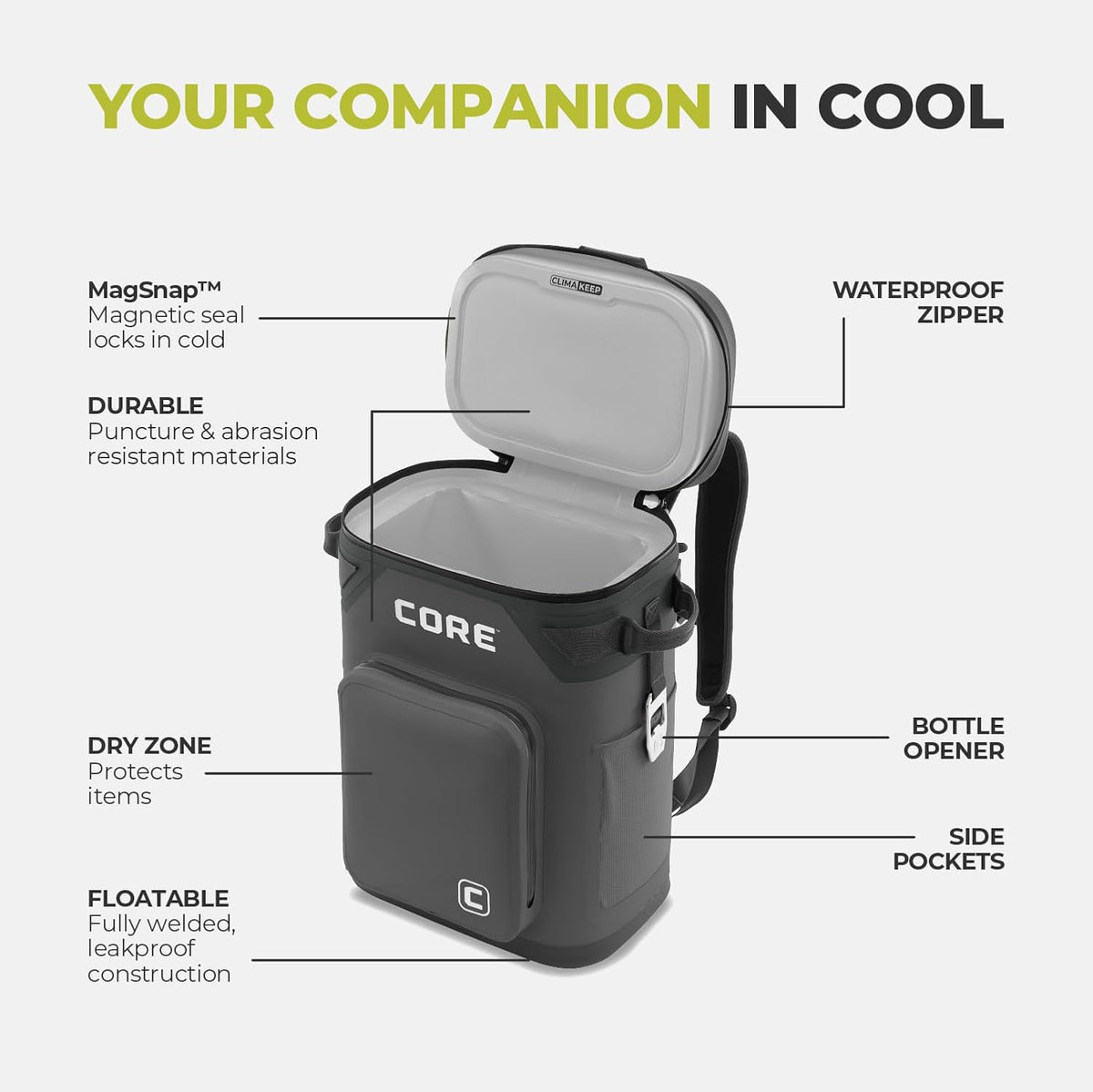 Magnetic Leak Proof Soft Cooler with Waterproof Zipper | Insulated Bag Portable Ice Chest Box | Best Soft Cooler for Food & Beverages for Tailgating, Car Camping, Travel, and Family Beach Picnics