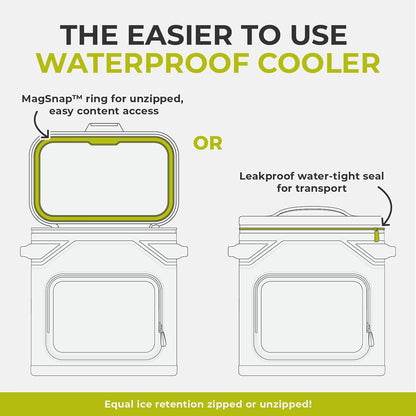 Magnetic Leak Proof Soft Cooler with Waterproof Zipper | Insulated Bag Portable Ice Chest Box | Best Soft Cooler for Food & Beverages for Tailgating, Car Camping, Travel, and Family Beach Picnics