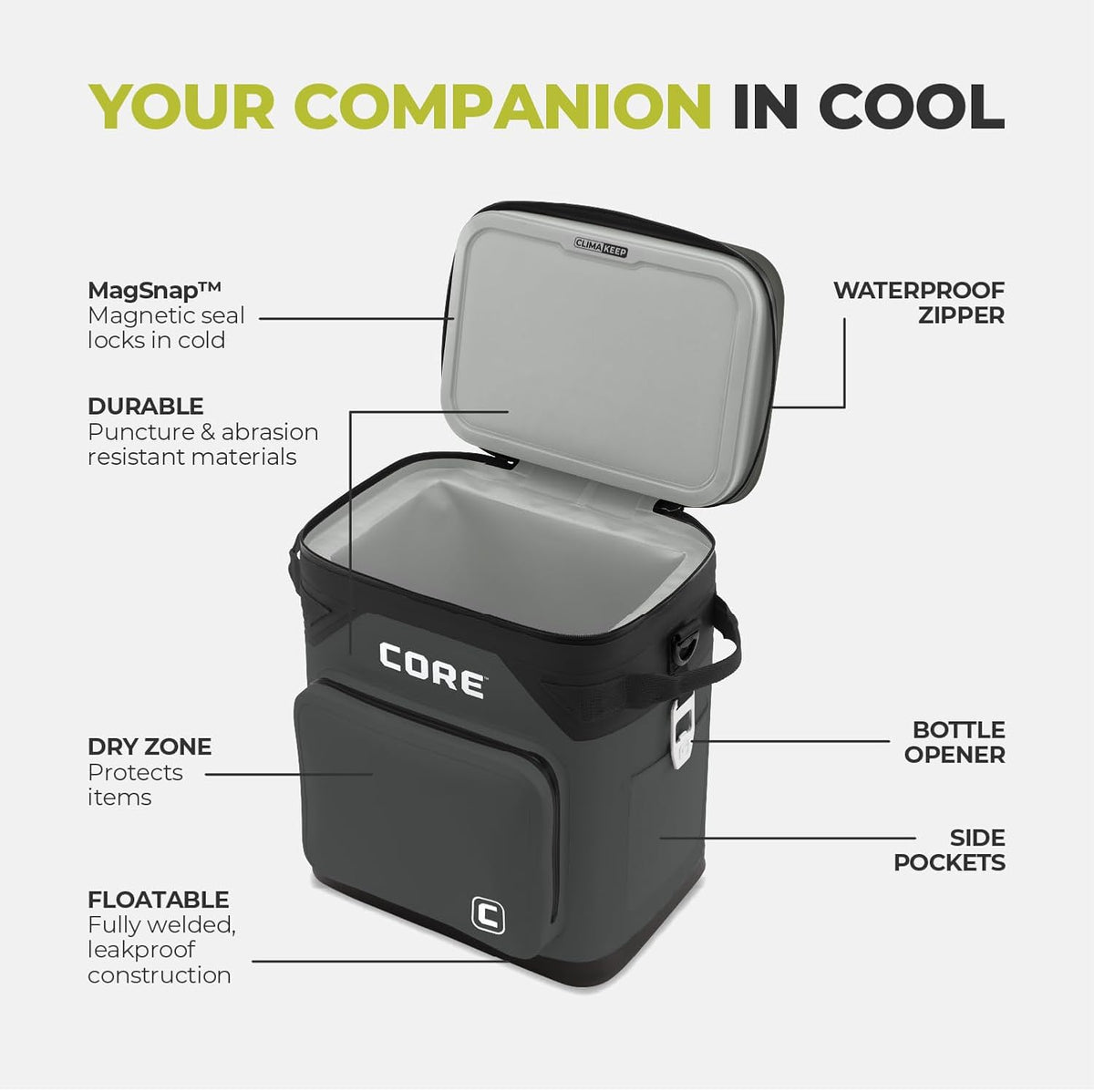 Magnetic Leak Proof Soft Cooler with Waterproof Zipper | Insulated Bag Portable Ice Chest Box | Best Soft Cooler for Food & Beverages for Tailgating, Car Camping, Travel, and Family Beach Picnics