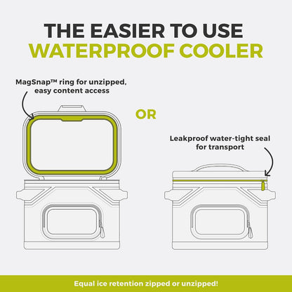 Magnetic Leak Proof Soft Cooler with Waterproof Zipper | Insulated Bag Portable Ice Chest Box | Best Soft Cooler for Food & Beverages for Tailgating, Car Camping, Travel, and Family Beach Picnics
