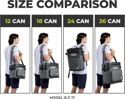 Magnetic Leak Proof Soft Cooler with Waterproof Zipper | Insulated Bag Portable Ice Chest Box | Best Soft Cooler for Food & Beverages for Tailgating, Car Camping, Travel, and Family Beach Picnics