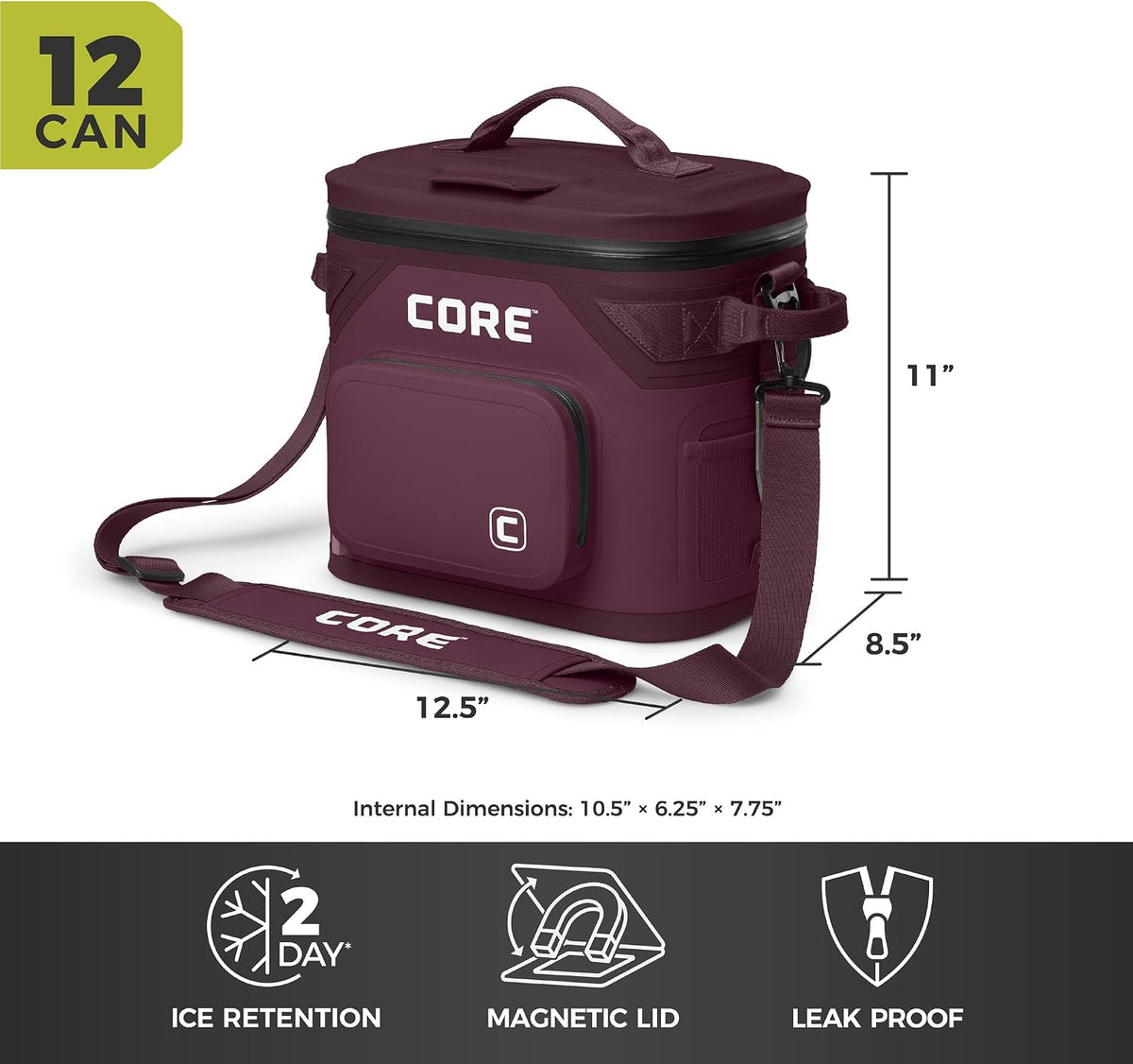 Magnetic Leak Proof Soft Cooler with Waterproof Zipper | Insulated Bag Portable Ice Chest Box | Best Soft Cooler for Food & Beverages for Tailgating, Car Camping, Travel, and Family Beach Picnics