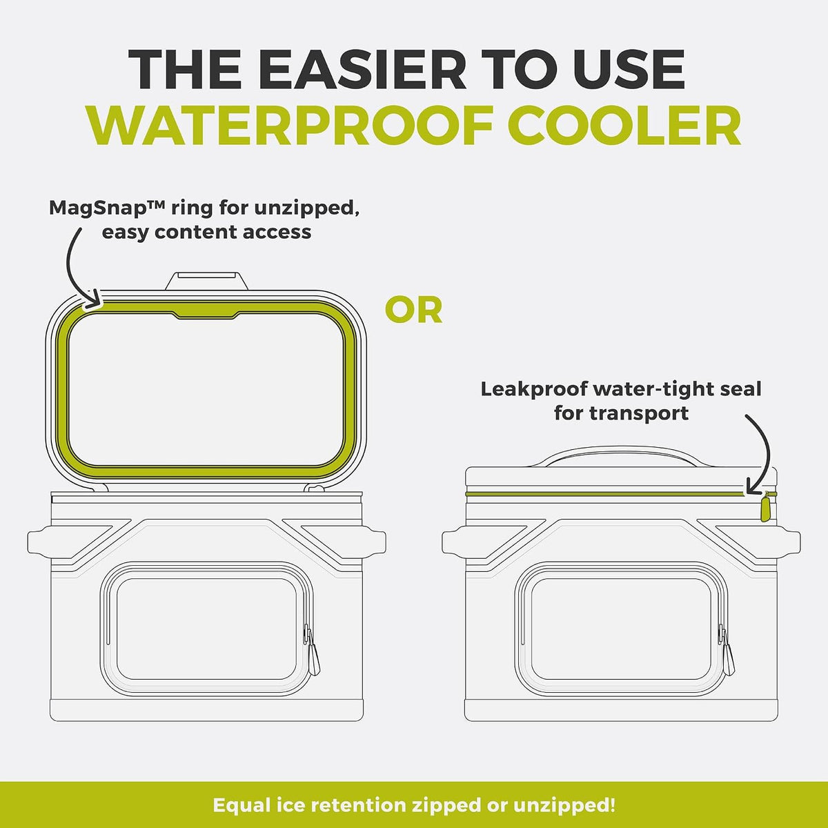 Magnetic Leak Proof Soft Cooler with Waterproof Zipper | Insulated Bag Portable Ice Chest Box | Best Soft Cooler for Food & Beverages for Tailgating, Car Camping, Travel, and Family Beach Picnics
