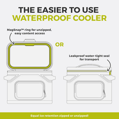 Magnetic Leak Proof Soft Cooler with Waterproof Zipper | Insulated Bag Portable Ice Chest Box | Best Soft Cooler for Food & Beverages for Tailgating, Car Camping, Travel, and Family Beach Picnics