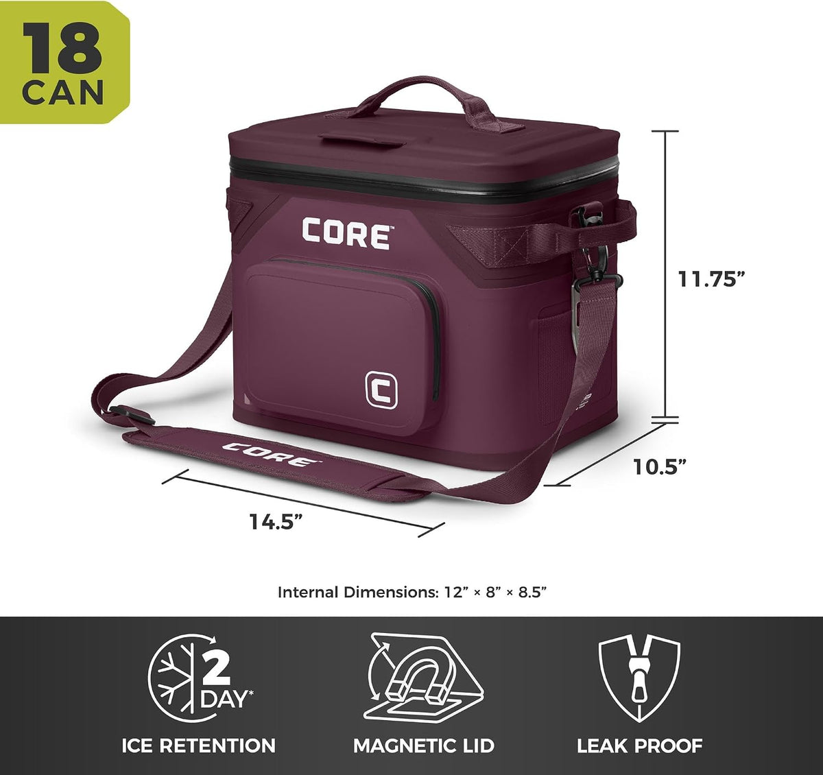 Magnetic Leak Proof Soft Cooler with Waterproof Zipper | Insulated Bag Portable Ice Chest Box | Best Soft Cooler for Food & Beverages for Tailgating, Car Camping, Travel, and Family Beach Picnics