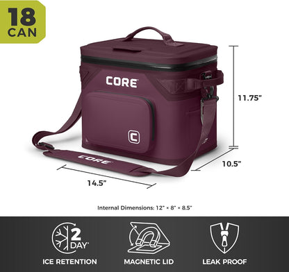 Magnetic Leak Proof Soft Cooler with Waterproof Zipper | Insulated Bag Portable Ice Chest Box | Best Soft Cooler for Food & Beverages for Tailgating, Car Camping, Travel, and Family Beach Picnics