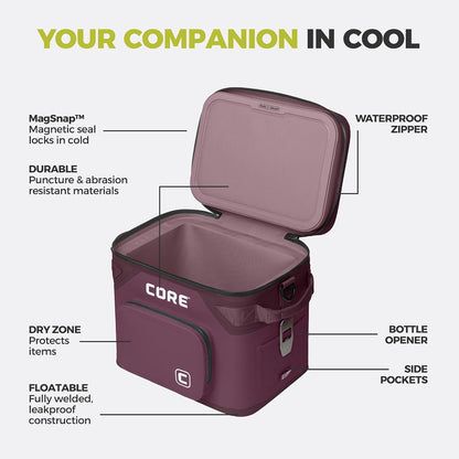 Magnetic Leak Proof Soft Cooler with Waterproof Zipper | Insulated Bag Portable Ice Chest Box | Best Soft Cooler for Food & Beverages for Tailgating, Car Camping, Travel, and Family Beach Picnics