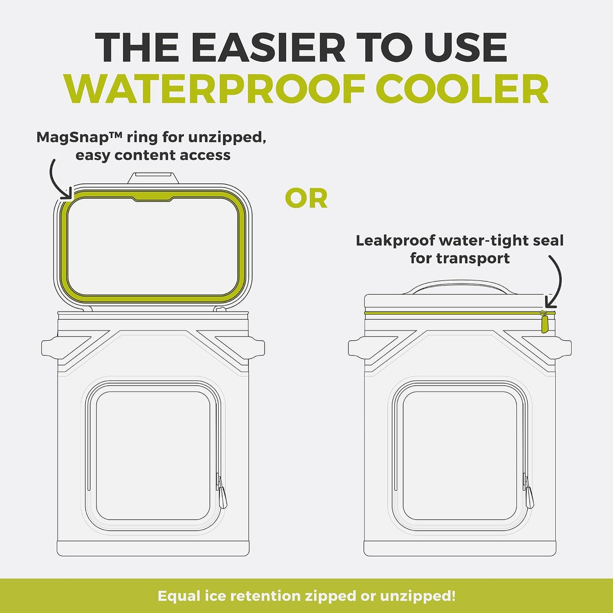 Magnetic Leak Proof Soft Cooler with Waterproof Zipper | Insulated Bag Portable Ice Chest Box | Best Soft Cooler for Food & Beverages for Tailgating, Car Camping, Travel, and Family Beach Picnics