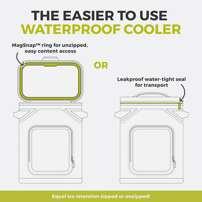 Magnetic Leak Proof Soft Cooler with Waterproof Zipper | Insulated Bag Portable Ice Chest Box | Best Soft Cooler for Food & Beverages for Tailgating, Car Camping, Travel, and Family Beach Picnics