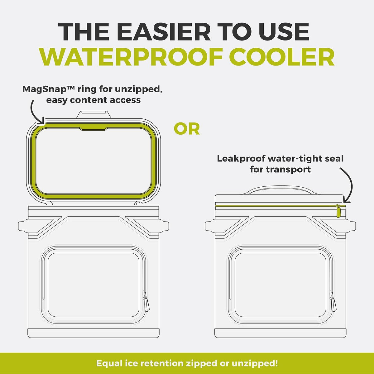 Magnetic Leak Proof Soft Cooler with Waterproof Zipper | Insulated Bag Portable Ice Chest Box | Best Soft Cooler for Food & Beverages for Tailgating, Car Camping, Travel, and Family Beach Picnics