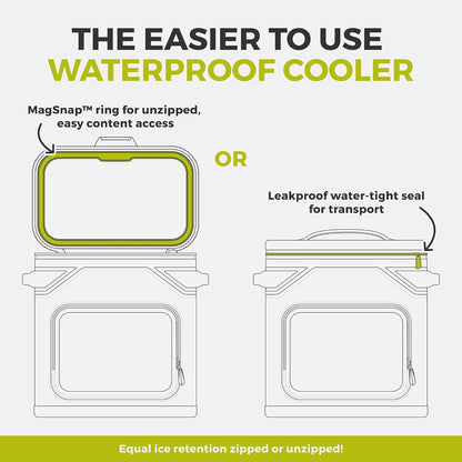 Magnetic Leak Proof Soft Cooler with Waterproof Zipper | Insulated Bag Portable Ice Chest Box | Best Soft Cooler for Food & Beverages for Tailgating, Car Camping, Travel, and Family Beach Picnics