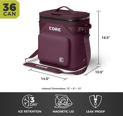 Magnetic Leak Proof Soft Cooler with Waterproof Zipper | Insulated Bag Portable Ice Chest Box | Best Soft Cooler for Food & Beverages for Tailgating, Car Camping, Travel, and Family Beach Picnics
